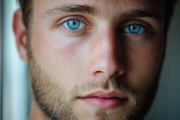 Obraz premium close-up portrait of a young man with striking blue eyes