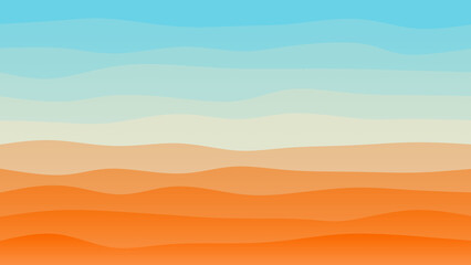 Light blue and orange coloured wave patterned background with a flowing design