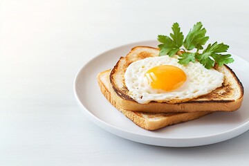 Ultra Detailed Breakfast Food Design Product Mockup with Toast and Fried Egg on White Plate