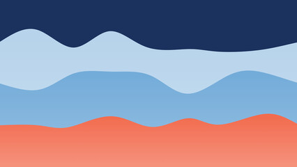 Navy blue and orange coloured wave patterned background with a flowing design