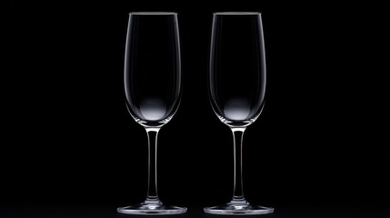 Fototapeta premium Elegant Champagne Flutes on Black Background for Celebrations