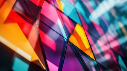 vibrant abstract geometric shapes with colorful reflections
