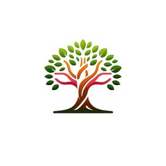 Obraz premium Simple and minimalist logo of a colorful banyan tree