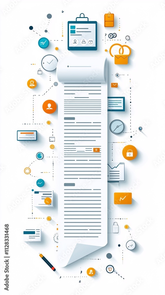 Poster a visual of an automated tax submission system with icons representing security and efficiency