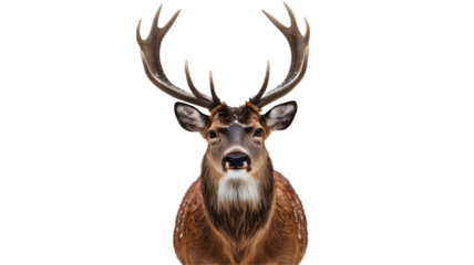 deer with antler isolated on white, transparent background 