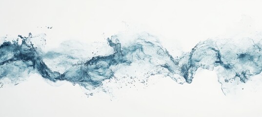 Blue Water Splash and Waves on White Background