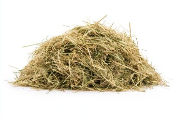 Obraz premium A large pile of dried grass hay isolated. Perfect for agriculture, farming, or livestock themes.