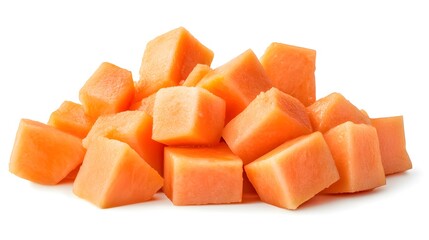 Chopped Raw Papaya isolated in white background