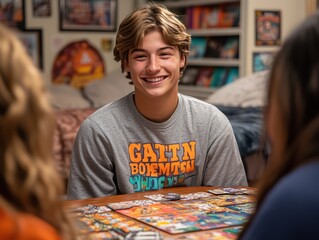 Fototapeta premium Students Enjoy Game Night in Dormitory Setting