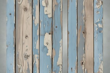 Weathered Wooden Planks With Peeling Paint And Visible Grain