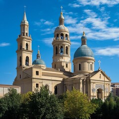 Zaragoza Basilica with blue sky
