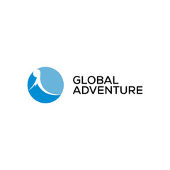 A dynamic logo incorporating a globe and ship, symbolizing global adventures, travel, and exploration.