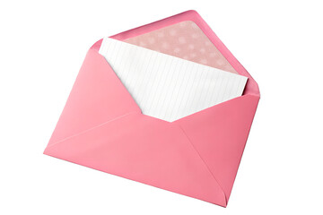 Open red envelope with empty piece of paper isolated on the transparent background