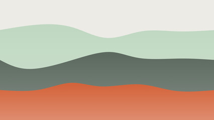 Red, green and skin coloured wave patterned background with a flowing design