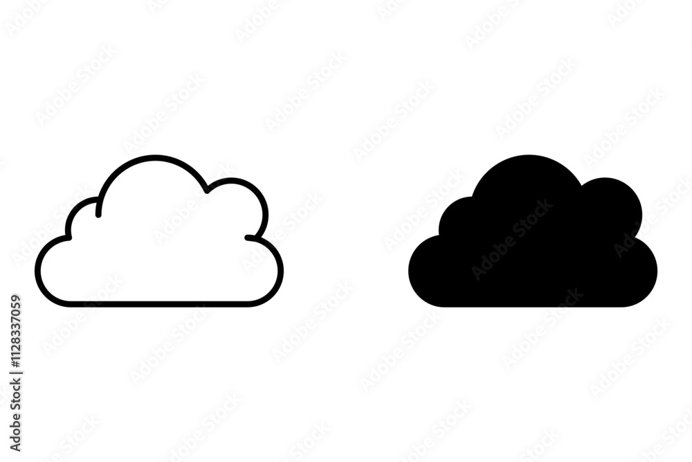 Poster clouds line art icon. databases networking software image cloud and synoptics concept. vector