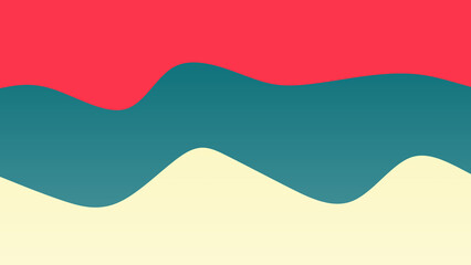 Red, skin and blue coloured wave patterned background with a flowing design
