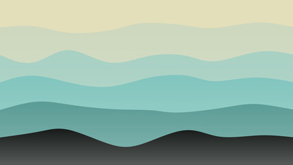 Sky blue and cream coloured wave patterned background with a flowing design