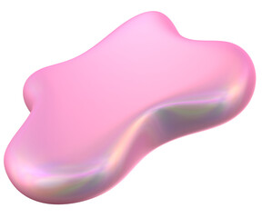 Iridescent Pink Abstract 3D Blob Shape