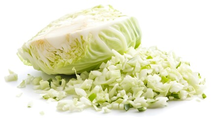Chopped Beans Chopped cabbage isolated in white background