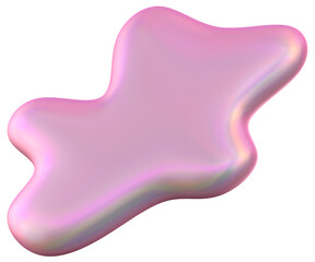 Iridescent Pink Abstract 3D Blob Shape