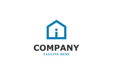 letter i with house and building logo