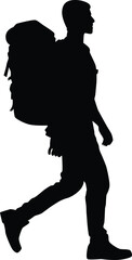 Backpacker silhouette illustration full body