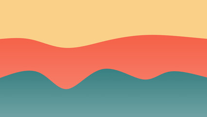 Yellow, orange and blue coloured wave patterned background with a flowing design