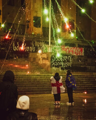 Tbilisi, Georgia - 1st december, 2024: Protesters georgians by parliament protest and stand for EU....