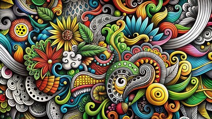 Abstract Black and White Doodle Composition - Depth and Mood