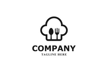 Obraz premium restaurant logo with chef hat and fork spoon