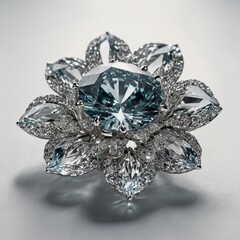 A beautifully crafted diamond flower resembling a gemstone, on white.