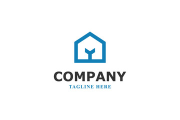 letter y with house and building