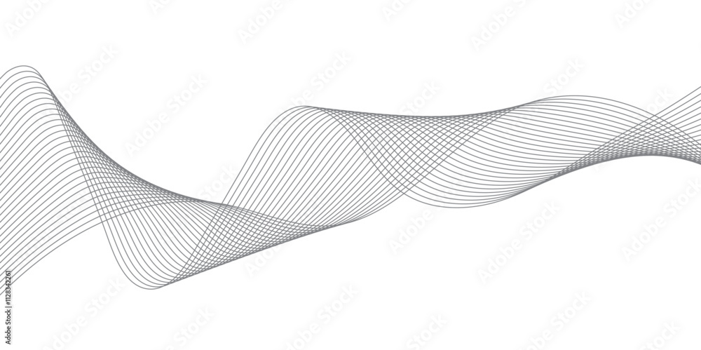 Poster abstract vector background with gray wavy lines.