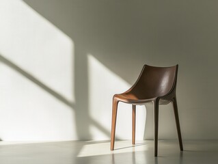 minimalist brown chair in natural light