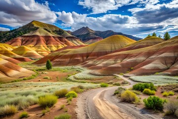 Beautiful soil colors and textures along the short-but-scenic Painted Cove Trail in the Painted Hills Unit of the John Day Fossil Beds National Monument in Oregon - Powered by Adobe