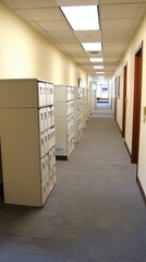 Office Hallway with Filing Cabinets.