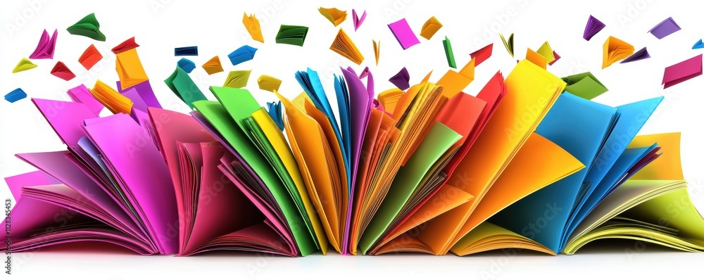 Poster colorful books exploding with knowledge