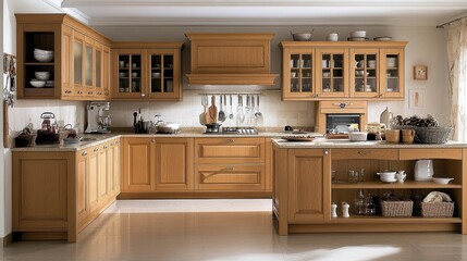 Cozy and Inviting Traditional Kitchen Design with Wooden Cabinets