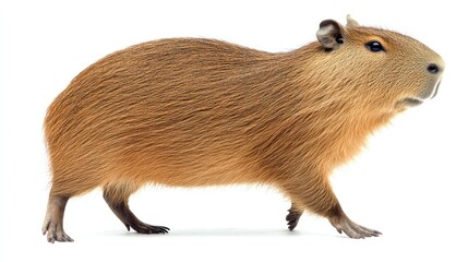 Capybara walking on a white background