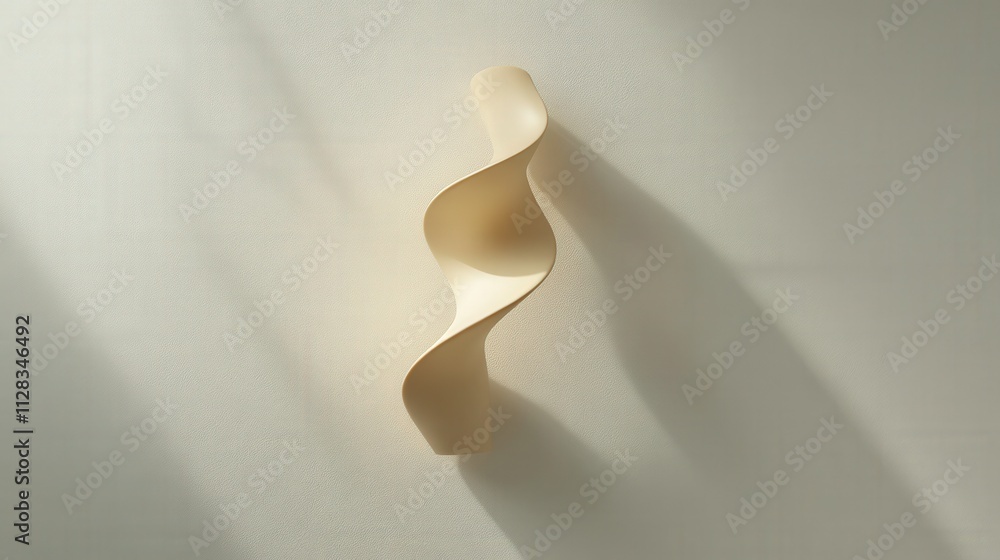 Aufkleber elegant sculptural design featuring a twisted form with soft shadows and smooth curves on a neutral 