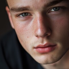 Fototapeta premium close-up portrait of a young man with striking features
