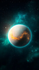 Fototapeta premium Exploring a fiery planet in the cosmic abyss a stunning visual journey through space and time