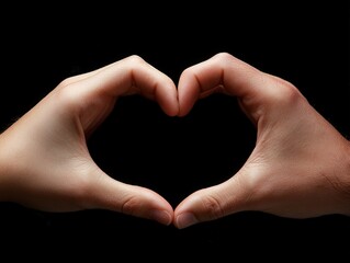 Fototapeta premium hands forming a heart shape on a black background