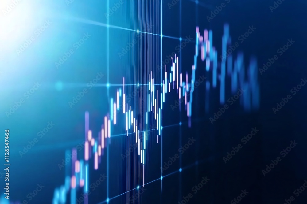 Poster sleek and minimalist financial graphs and charts visualizing complex market data and economic trends