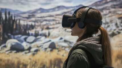 Obraz premium A VR immersive journalist from the USA crafting interactive experiences on climate change awareness