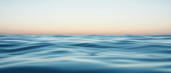 Fototapeta premium Serene Ocean Waves Under Soft Sunrise Horizon with Gentle Colors