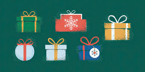 Festive Christmas Gift Boxes Holiday Presents Winter Design