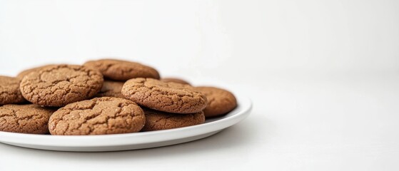 Delicious Homemade Cookies on a White Plate Against White Background