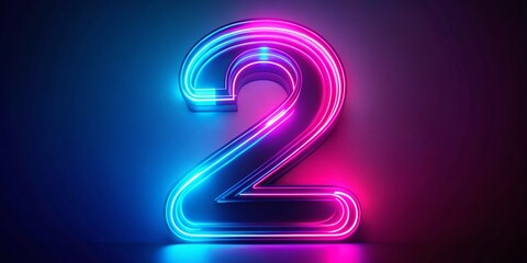 Glowing Neon Number Two, Aerial Laser Rays