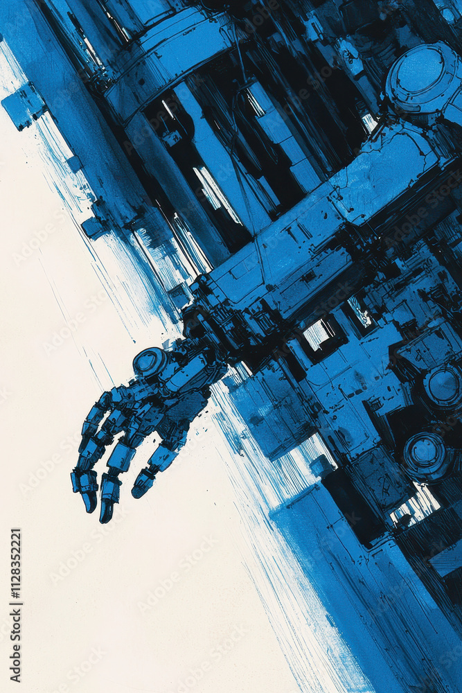 Poster futuristic robotic mechanism with intricate cybernetic design showcasing technological advancement a